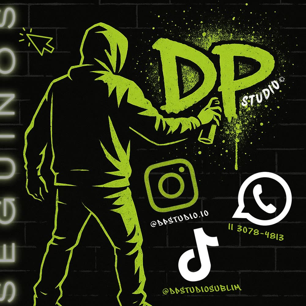 Ilustración de DPSTUDIO: persona pintando el logo DP con aerosol